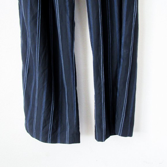 VINCE Navy Striped Straight Leg Trousers High Waist Pants ~Orig. retail $395 - Picture 8 of 12